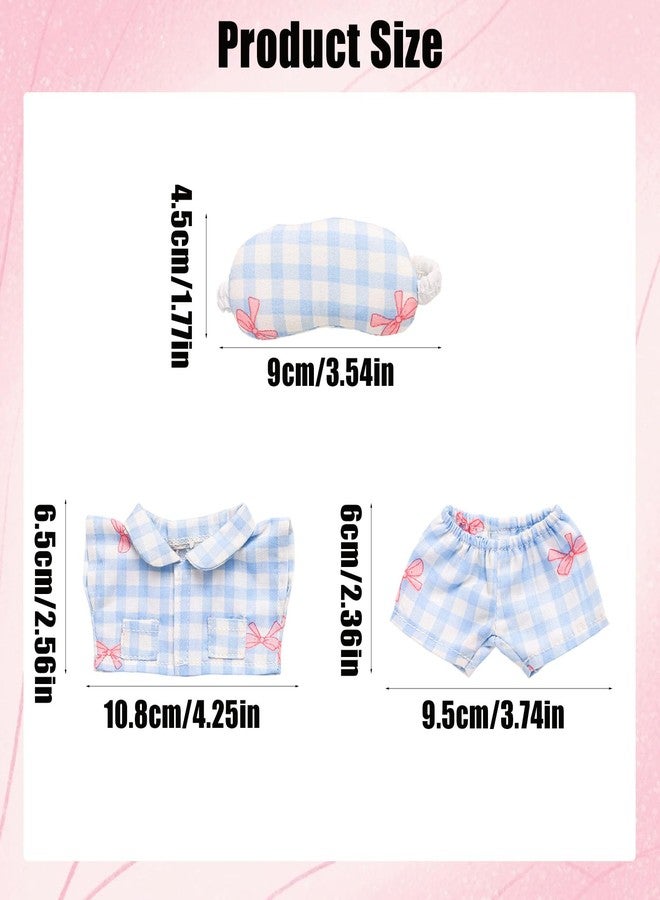Penitue 6.7 Inch Doll Outfit Clothes Set, Bowknot Doll Pajama with Eye Mask Cute Soft Toy Accessories for Collectors Enthusiasts Decoration & Display(Blue) - Image 2